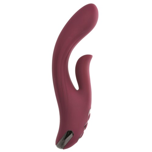 Red Dream Dual Motor Massager Upright Product Shot with Clitoral Stimulator to the Right #2