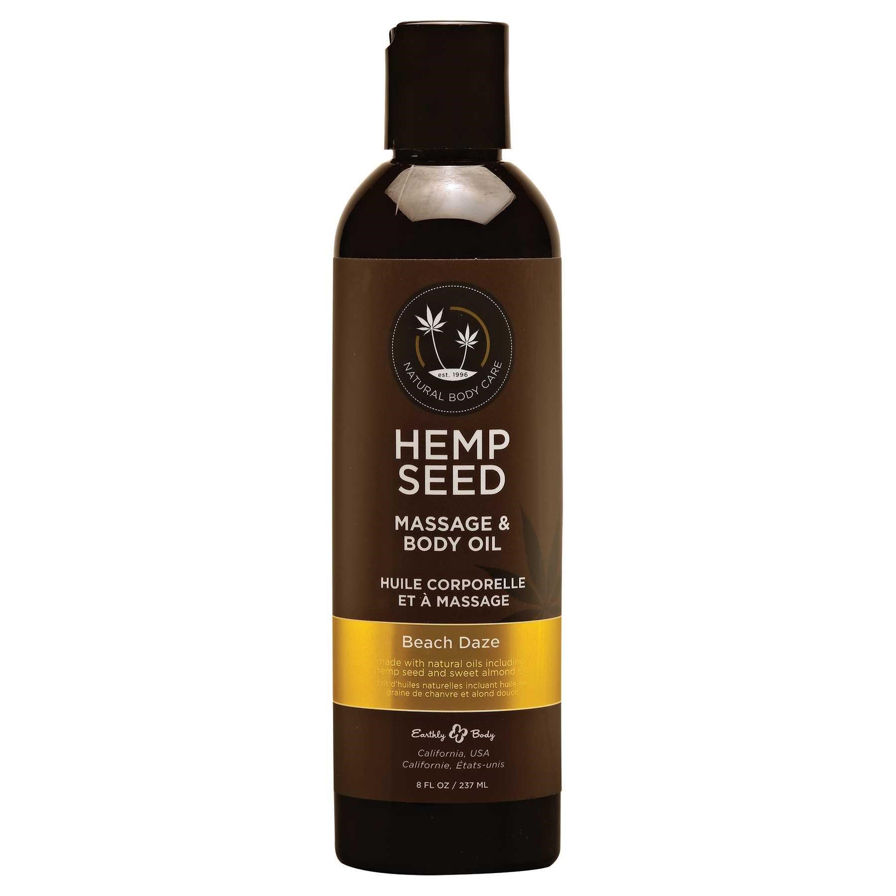D957 hemp seed massage oil front of bottle