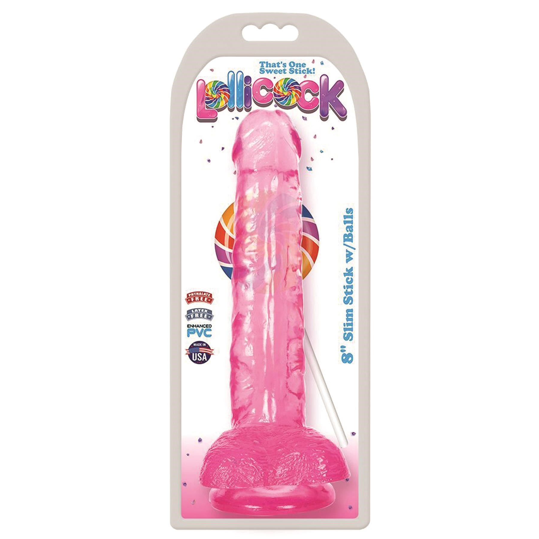 Lollicock 8-Inch Slim Stick Dildo Package Shot - Pink