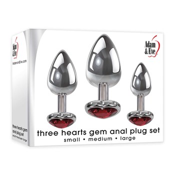 three hearts gem anal plug set box packaging