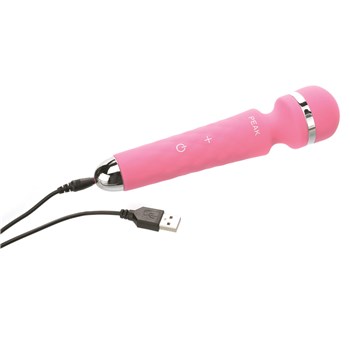 Pure Enrichment Peak Wand Massager with storage bag Showing where charger is inserted