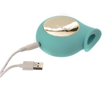Lelo Sila Sonic Clitoral Massager Showing Where Charger is Inserted - Aqua