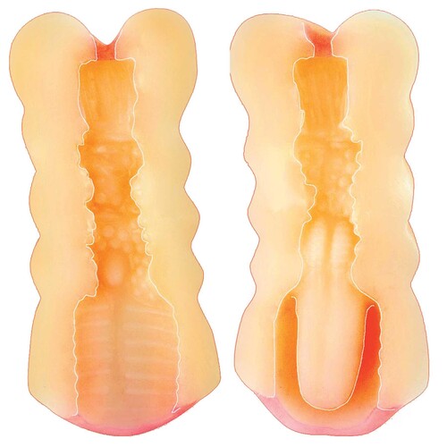 A2M Dual Ended Masturbator inset showing canal textures