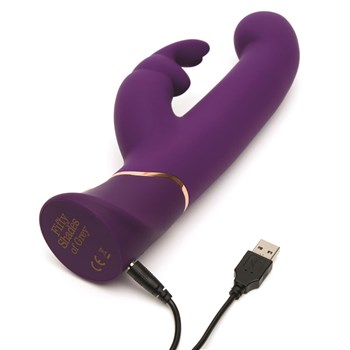 Fifty Shades of Grey Greedy Girl Power Motion Thrusting Rabbit Showing Where Charger is Inserted
