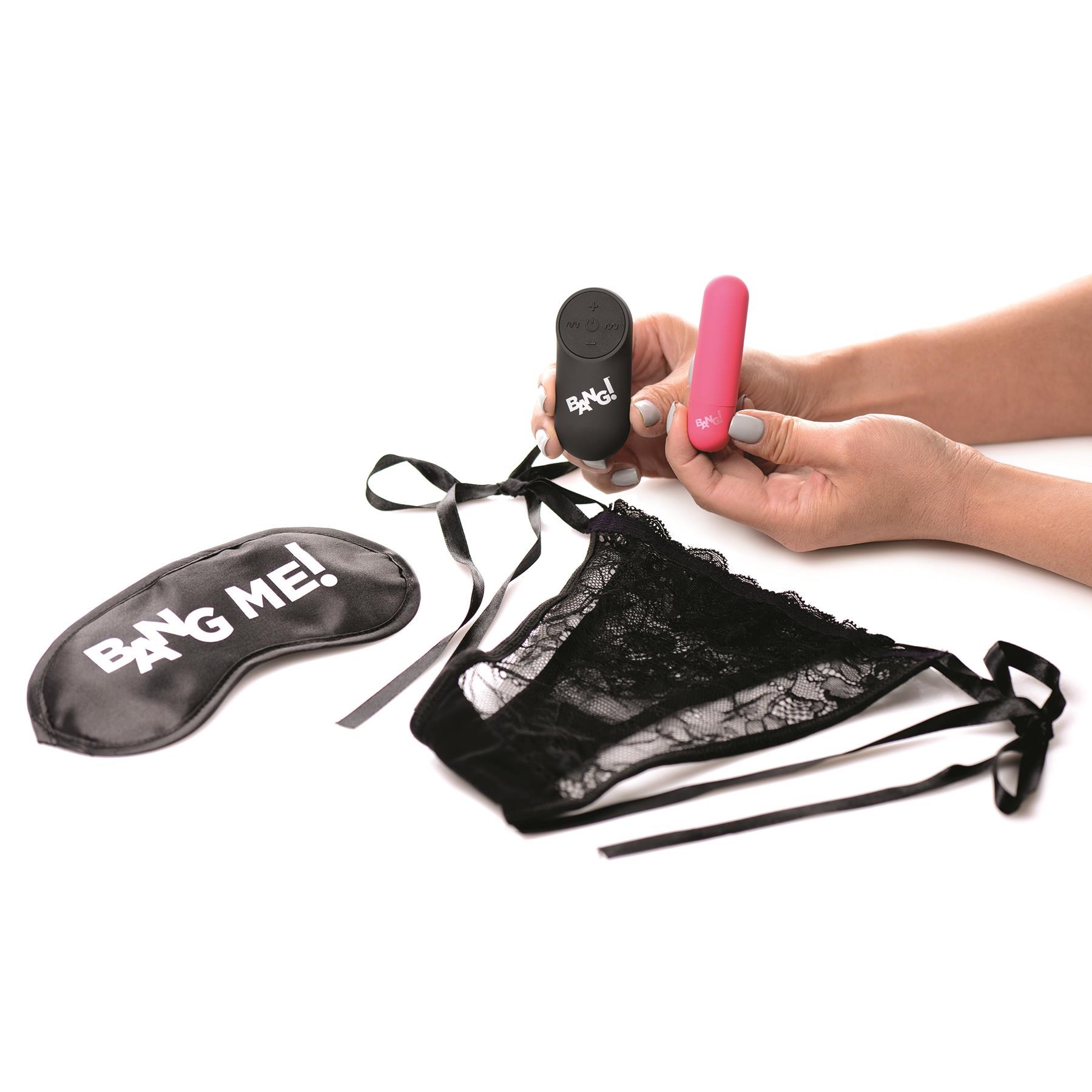 Bang! Power Panty Kit - All Components with Hand Shot of Bullet and Remote