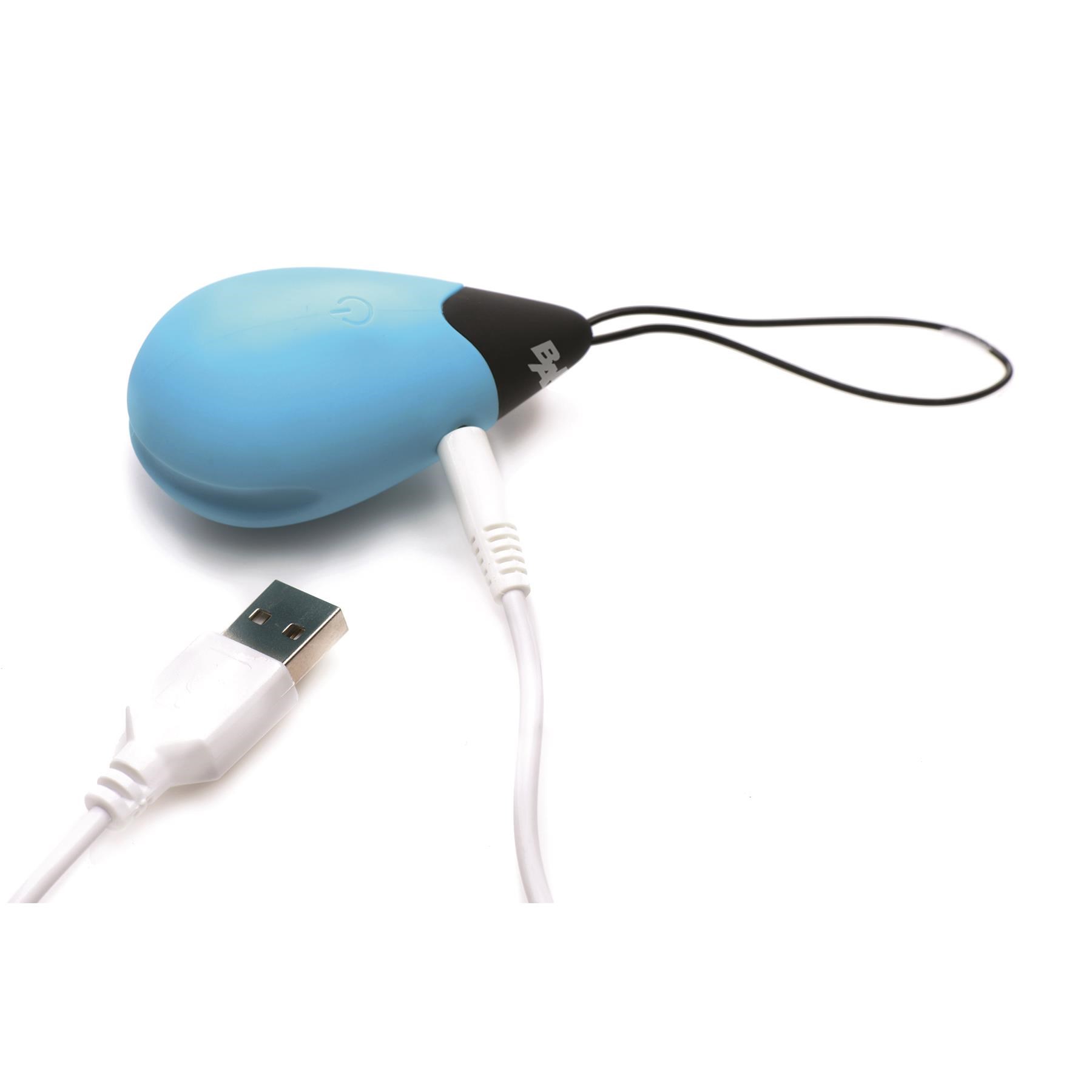 Bang! Rechargeable 10X Vibrating Egg With Remote Control Showing Where Charger Is Inserted