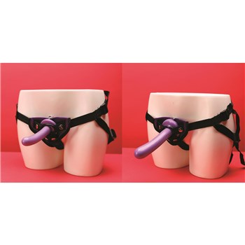 Tantus Purple Haze Bend Over Intermediate Harness Set - Showing Both Sizes on Mannequins
