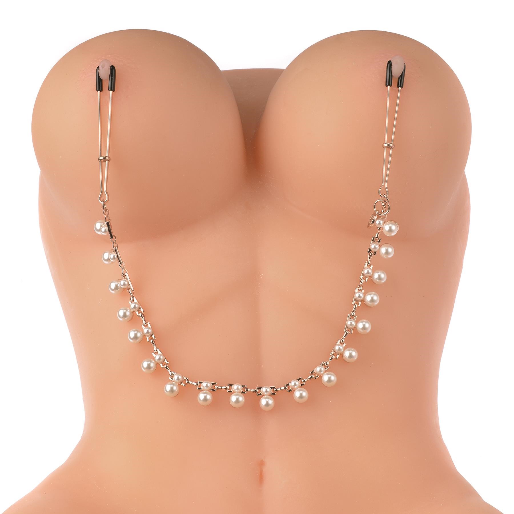 Secret Kisses Pretty In Pearls Nipple Clamps Product on Mannequin