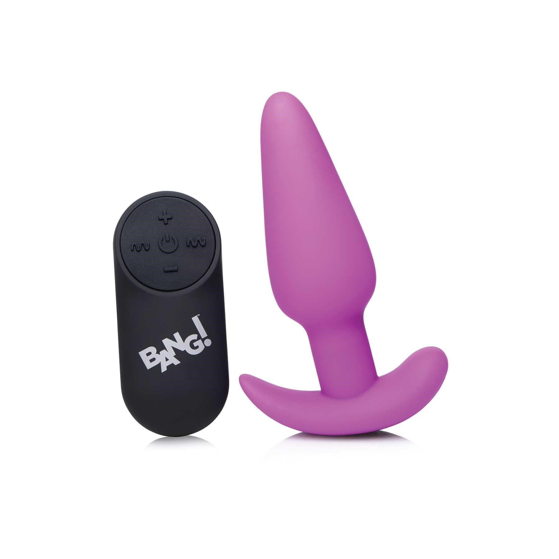 21X vibrating silicone butt plug purple