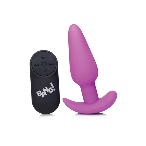 21X vibrating silicone butt plug purple