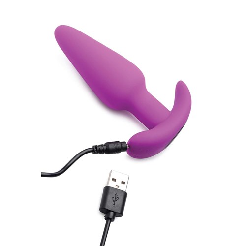 21X vibrating silicone butt plug with USB charging cable in port