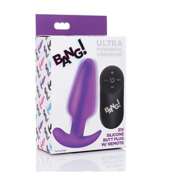 21X vibrating silicone butt plug box packaging purple