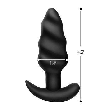 21X vibrating silicone swirl butt plug showing measurements