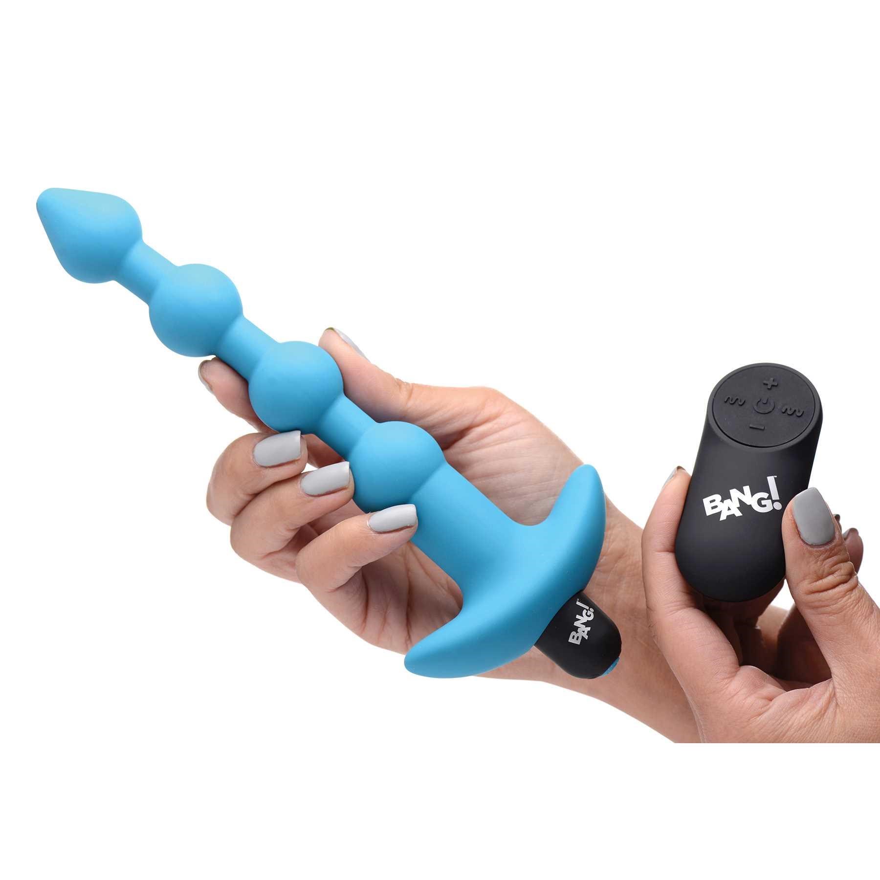 remote control vibrating silicone anal beads with remote control hand shot