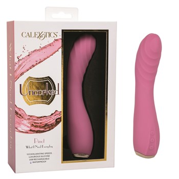 Uncorked Pinot Ridged G-Spot Rechargeable Massager and Package