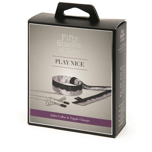 Fifty Shades of Grey Play Nice Satin and Lace Collar & Nipple Clamps Packaging