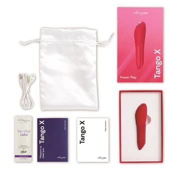 We-Vibe Tango X Bullet Vibrator Showing All Components - Red