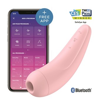 Satisfyer Curvy 2 Air Pulse Clitoral Stimulator Product Shot and Showing App