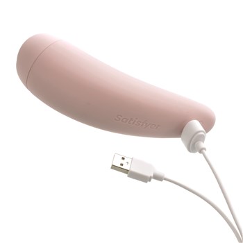 Satisfyer Curvy 2 Air Pulse Clitoral Stimulator Product Shot Showing Where Charger is Inserted