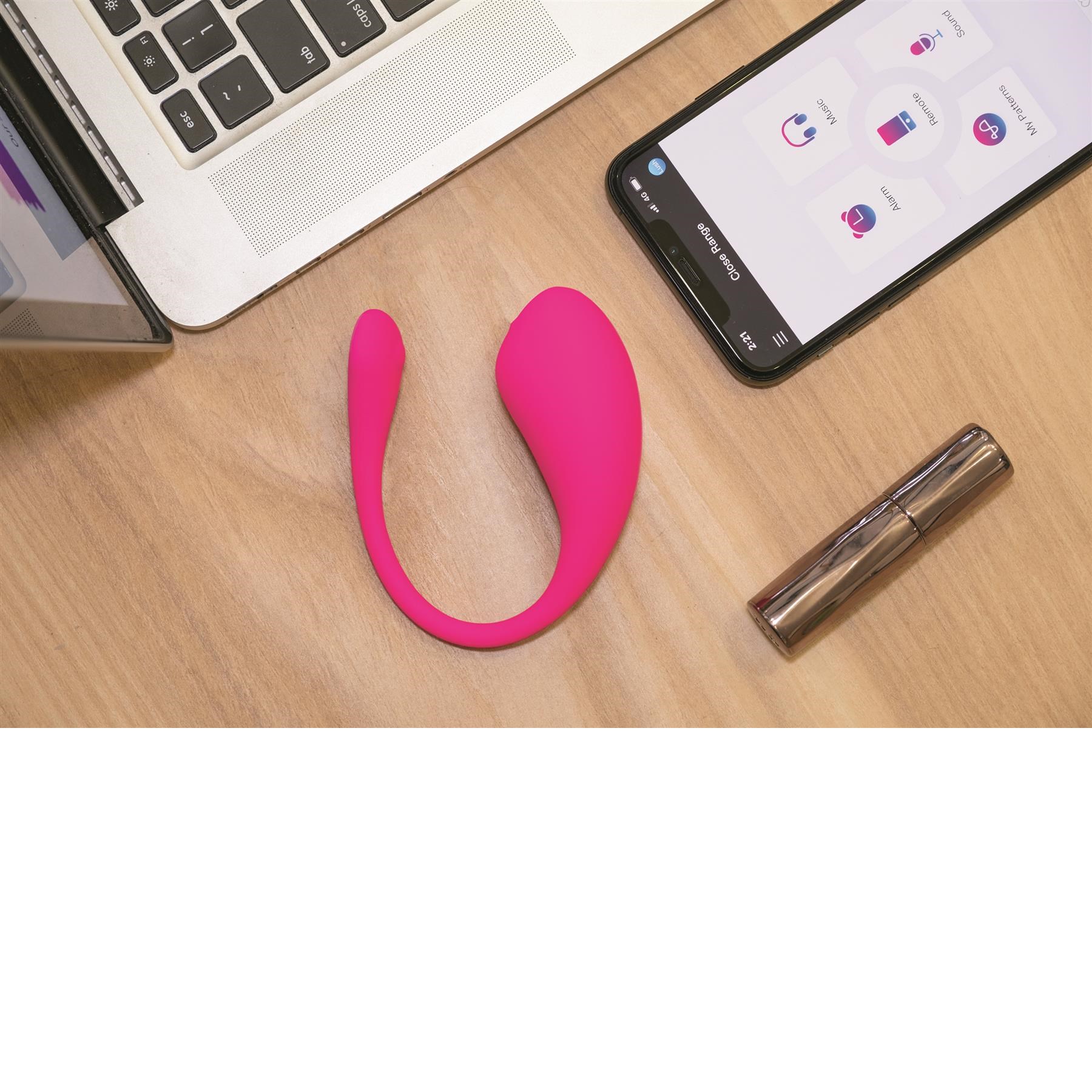 Lovense Lush 3 Bluetooth Bullet Vibrator Lifestyle Shot on Desk