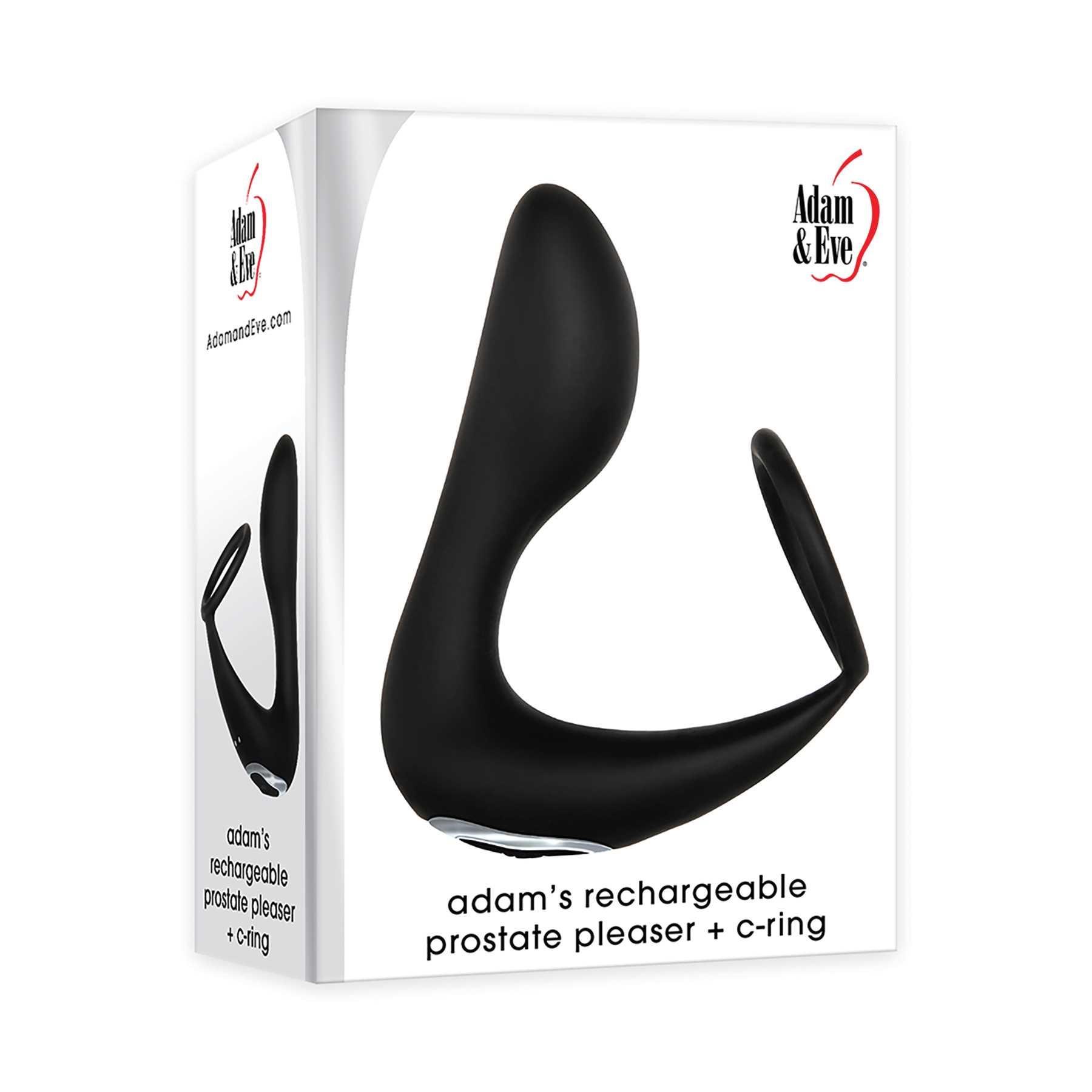 adam's rechargeable prostate pleaser + C-Ring box packaging