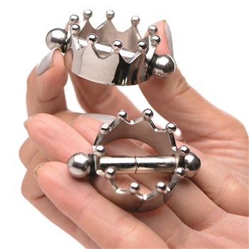Master Series Crowned Magnetic Nipple Clamps Hand Shot