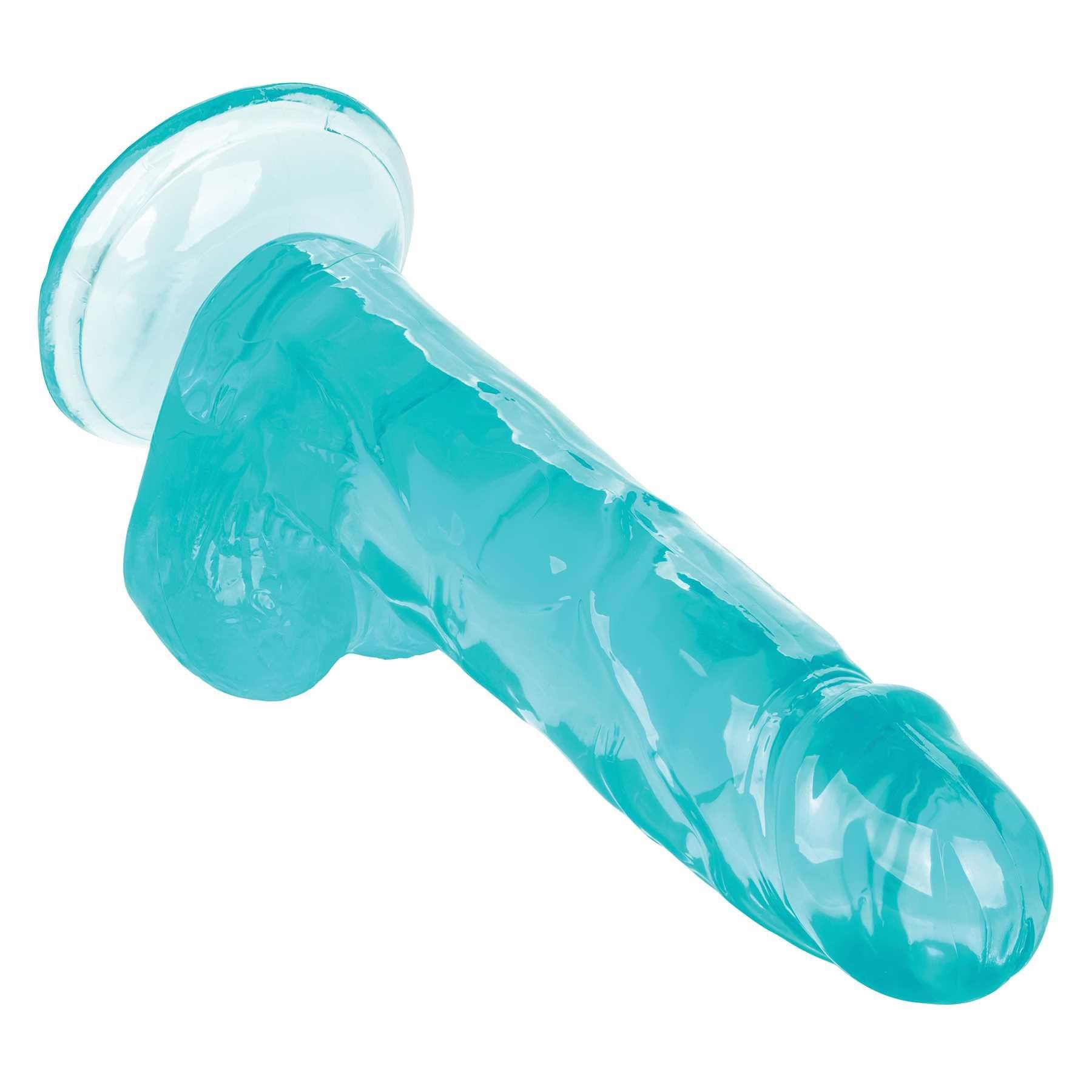 Size Queen 6 Inch Dildo Tip Pointing Downward - Blue