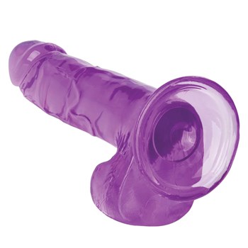 Size Queen 6 Inch Dildo Showing Suction Cup View - Purple