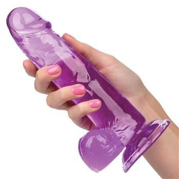 Size Queen 6 Inch Dildo Hand Shot to Show Size - Purple