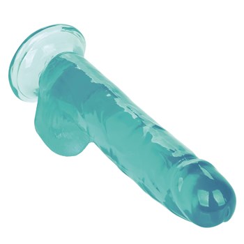 Size Queen 8 Inch Dildo Tip Pointing Downward - Blue
