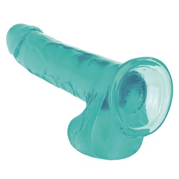Size Queen 8 Inch Dildo Showing Suction View - Blue