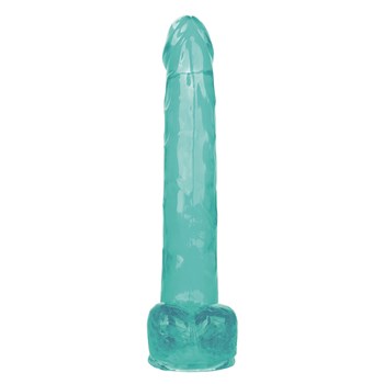 Size Queen 10 Inch Dildo Upright Product Front View - Blue