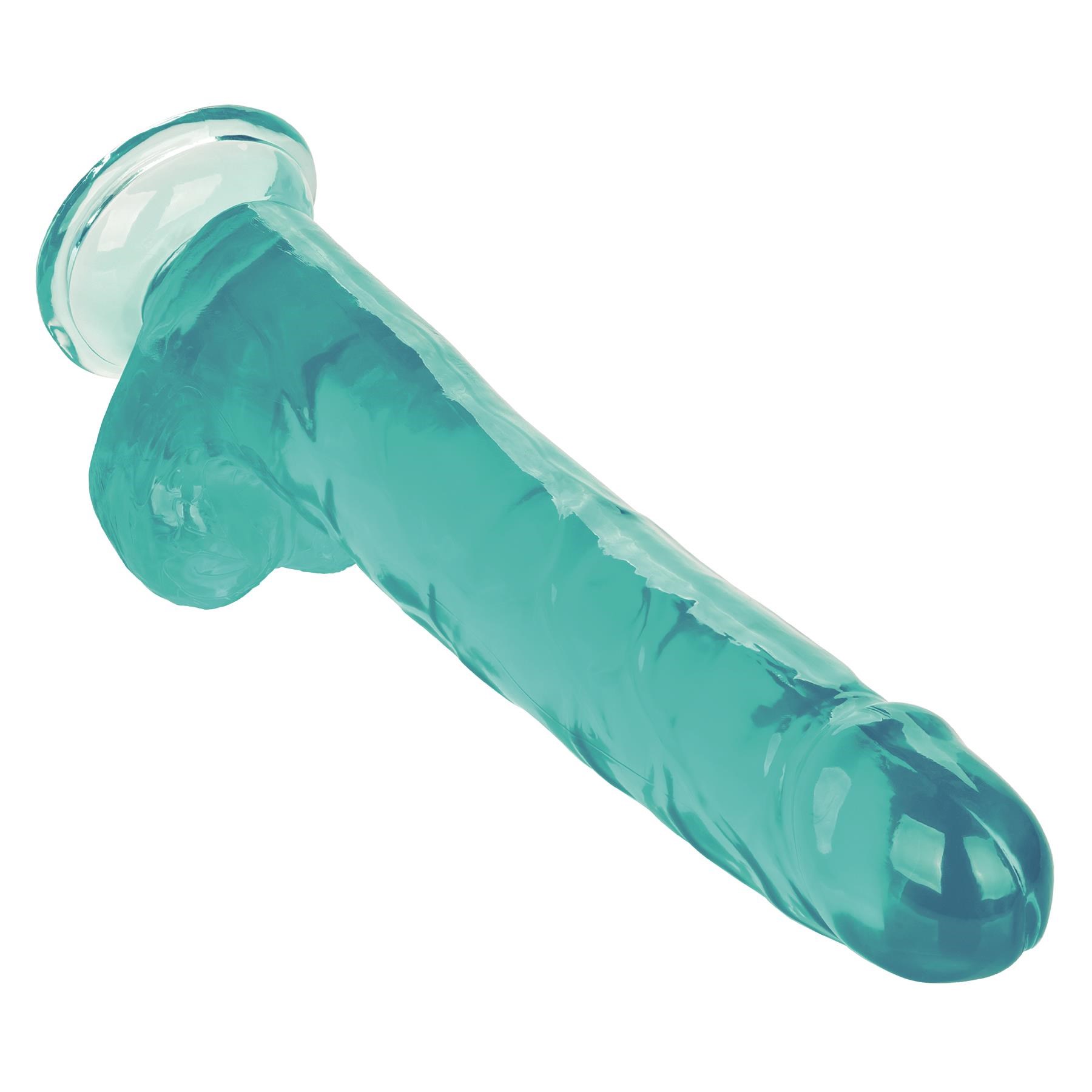 Size Queen 10 Inch Dildo Tip Pointing Downward - Blue