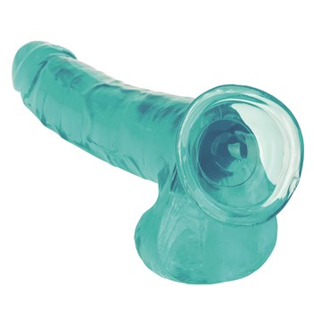 Size Queen 10 Inch Dildo Showing Suction Cup View - Blue