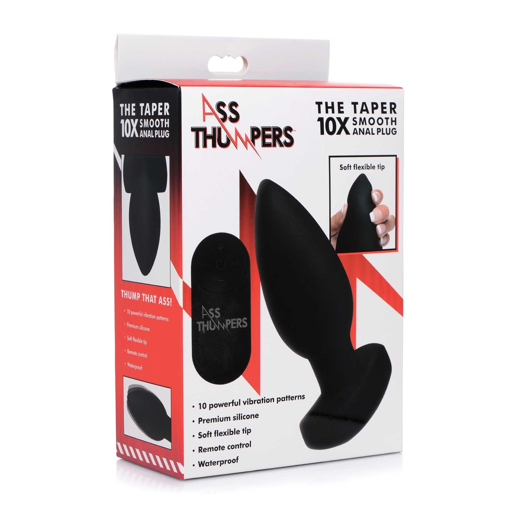 Taper 10X Smooth Silicone Vibrating Plug packaging
