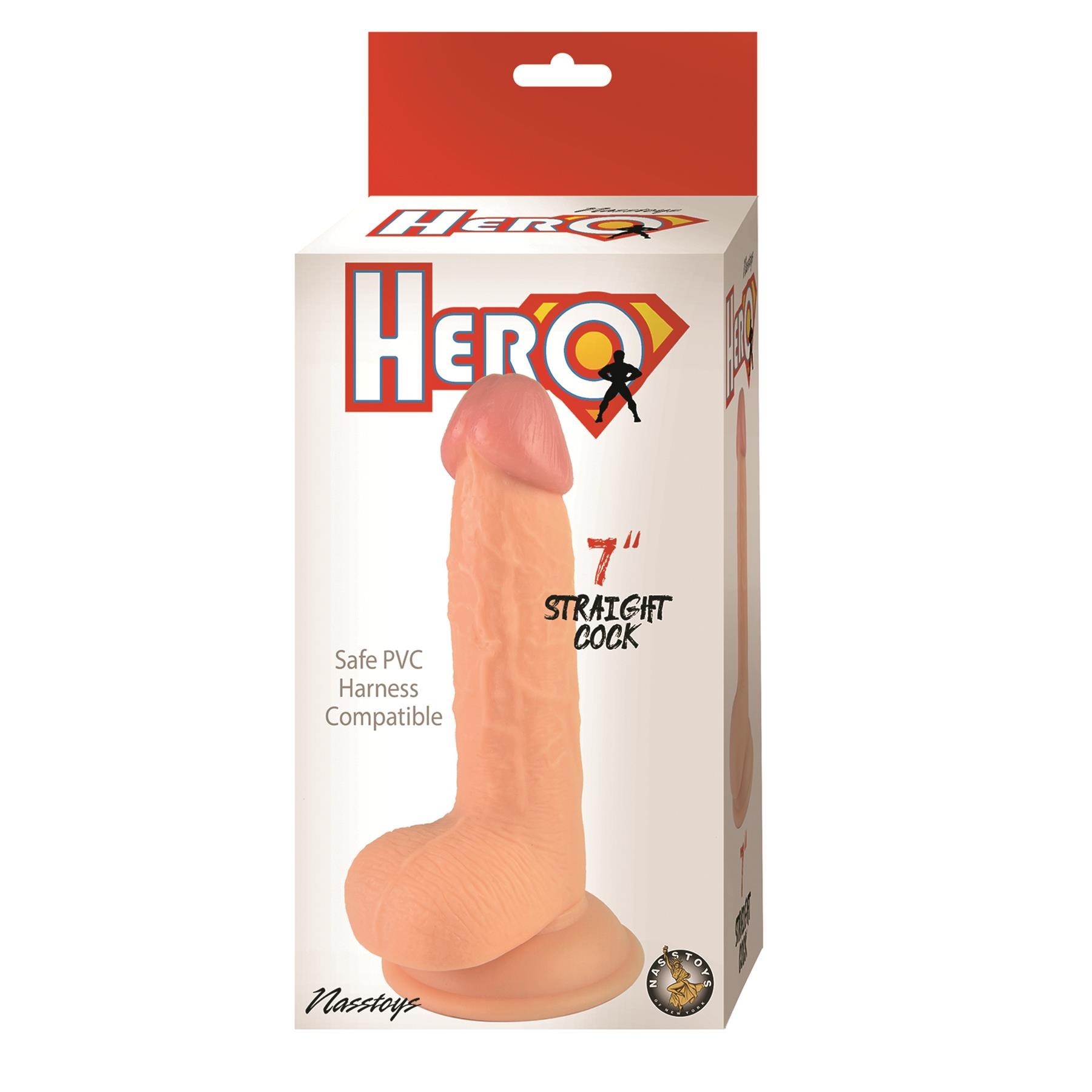 Hero 7 Inch Straight Cock Dildo Packaging Shot 