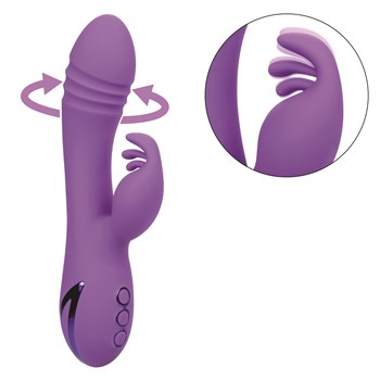 California Dreaming West Coast Wave Rider Spinning Vibrator Upright Product Shot-Inset of Clit Stim
