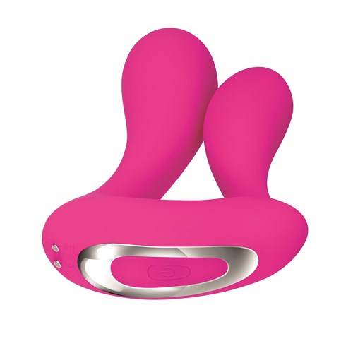 Adam & Eve Dual Entry Vibrator with Remote Control Laying Down Showing Bottom