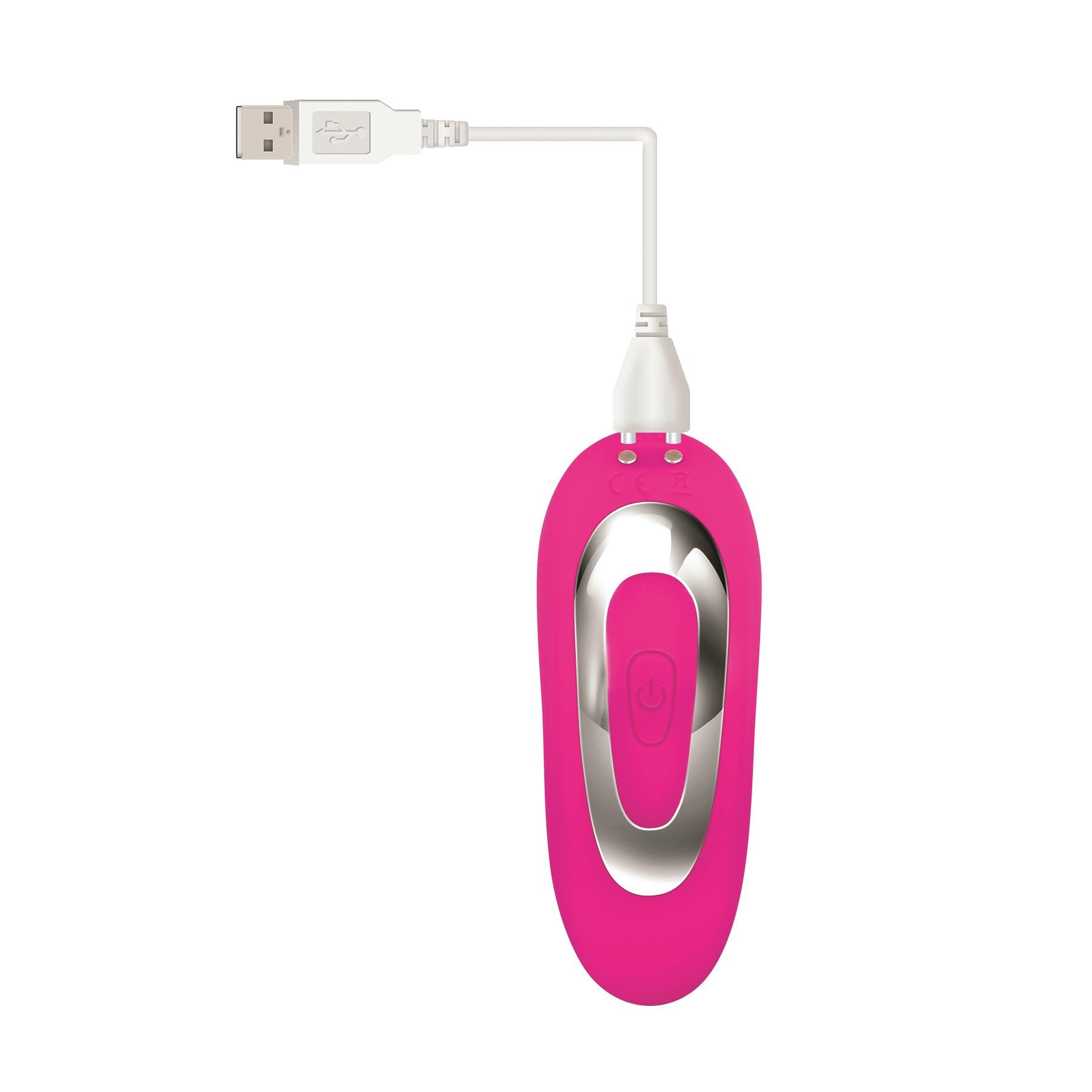 Adam & Eve Dual Entry Vibrator with Remote Control Showing Where Charger is Placed on Vibrator