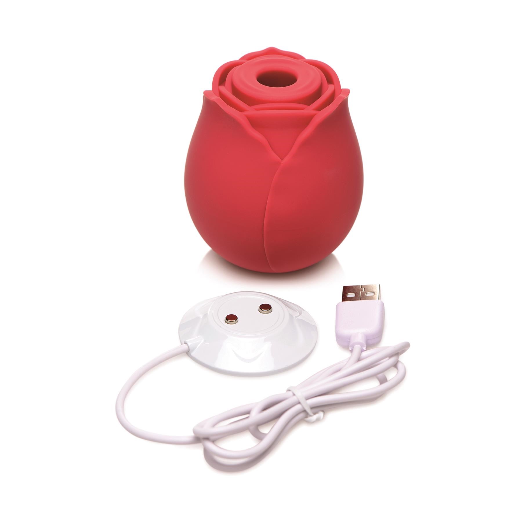 Bloomgasm Suction Rose Clitoral Stimulator With Charger - Red