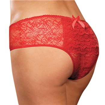 irresistable Crotchless Lace Panty red back