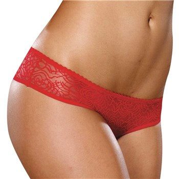 irresistable Crotchless Lace Panty red front