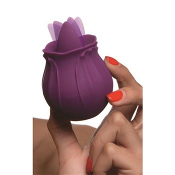 Bloomgasm Wild Violet Licking Clitoral Stimulator Hand Shot to Show Size
