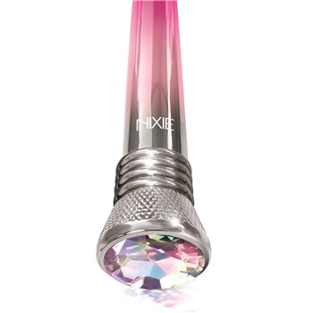 Nixie Pink Ombre Classic Metallic Vibrator Close Up on Bottom Showing Gem