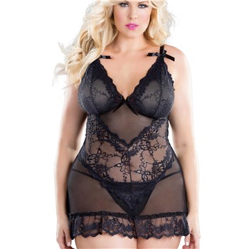 Valentine Lace Babydoll front black queen blond