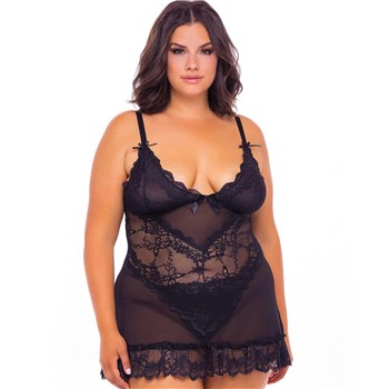 Valentine Lace Babydoll front black queen