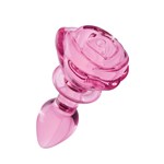 Booty Sparks Pink Rose Glass Anal Plug angled view
