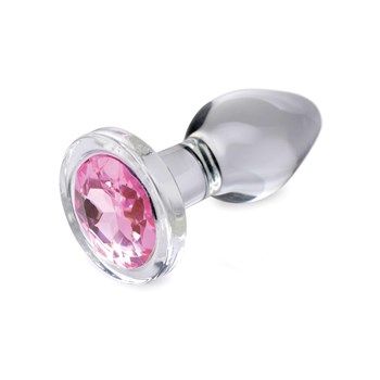 Booty Sparks Pink Gem Glass Anal Plug angled view large size