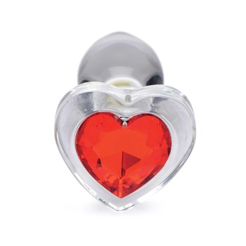 Booty Sparks Red Heart Gem Glass Anal Plug back view