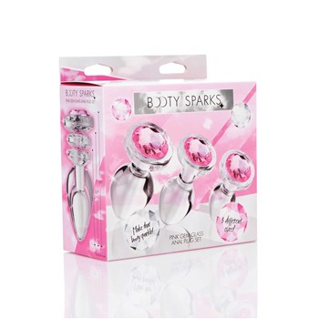 Booty Sparks Pink Gem Glass Anal Plug Set box packaging